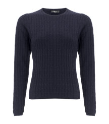 Navy Cashmere Cable Knit Sweater
