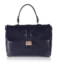 Harriet Satchel Patent Nightshade Blue