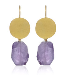 Pierres Disc Amethyst Earrings