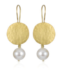 Pierres Disc Pearl Earrings