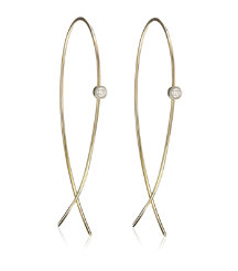 Small Flat Upside Down Hoops With Diamonds
