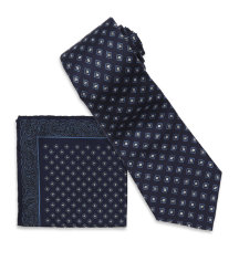 Twill Floral Tie and Handkerchief Set