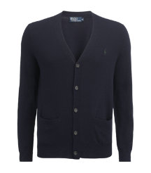Navy Wool Elbow Patch Cardigan