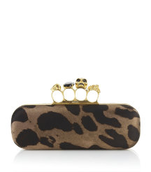 Ocelot Print Skull Box Clutch