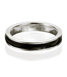 Colour Theory Silver &amp; Black Enamel Ring