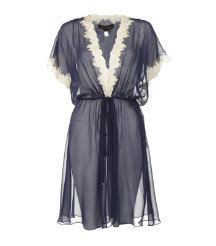 Lace Trim Silk Robe