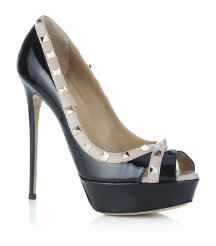 Rockstud Patent Peep Toe