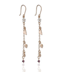 Hearts and Flower Long Drop Earrings