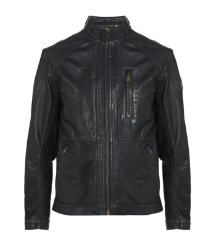 Belted Collar Leather Jacket