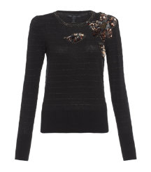 Sequin Corsage Sweater