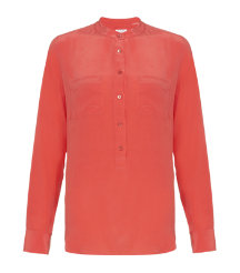 Ava Collarless Silk Shirt