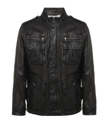 Multi-Pocket Leather Jacket