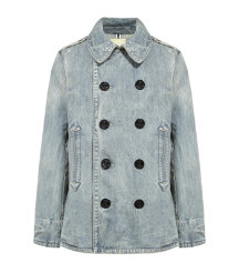 Washed Denim Pea Coat