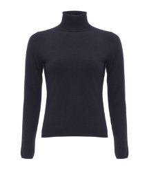 Navy Roll Neck Cashmere Sweater