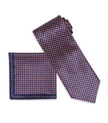 Square Flower Tie and Handkerchief Set