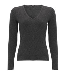 Dark Grey V-Neck Cashmere Sweater