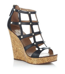 Studded Cage Leather Wedge