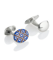 Check Enamel Oval Cufflinks