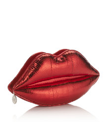 Metallic Snakeskin Lips Clutch