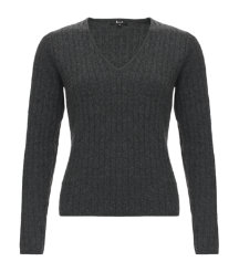 Dark Grey V-Neck Cashmere Sweater