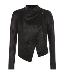 Waxed Shine Cropped Leather Jacket